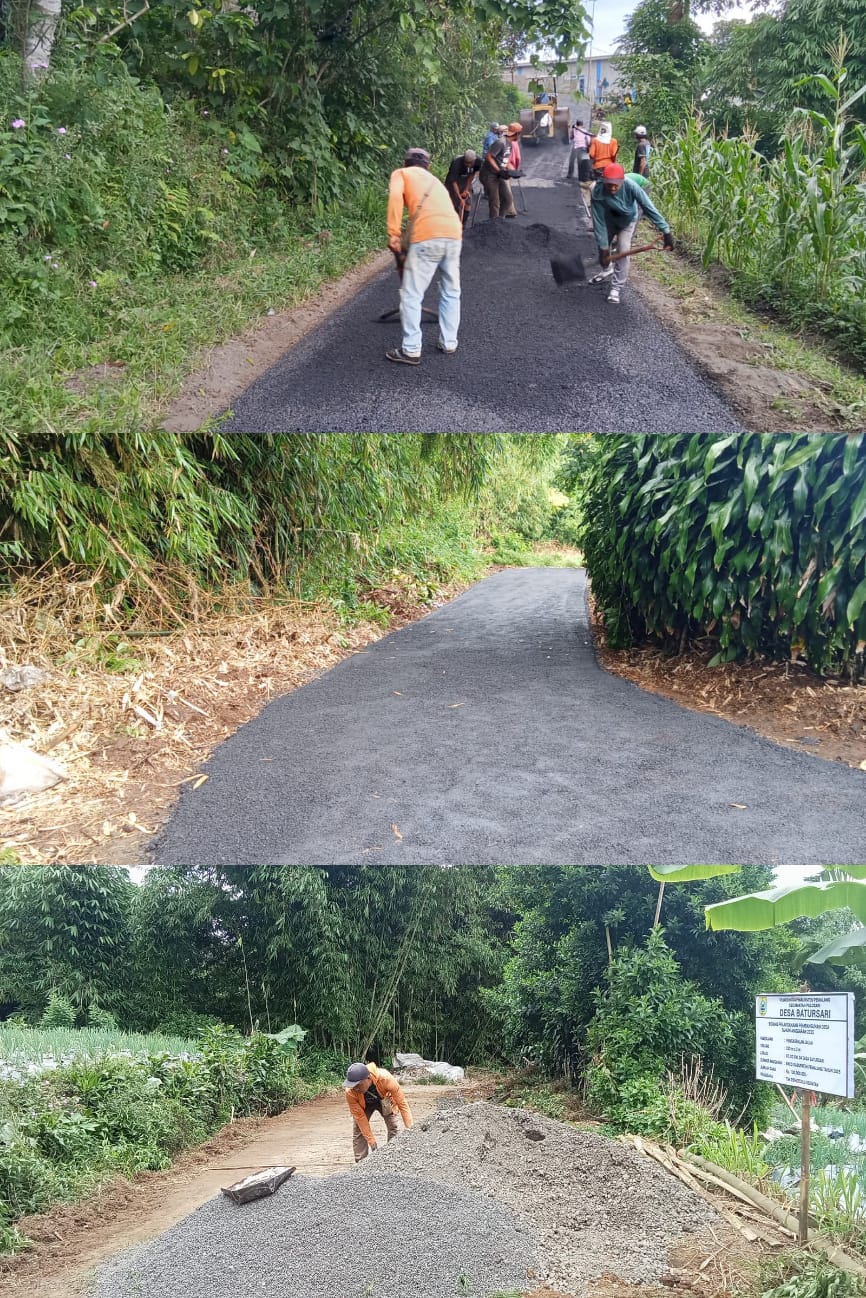 Pengaspalan Jalan Di RT 02 RW 04 Dusun Cemara Batursari Di Sambut Antusias Warga