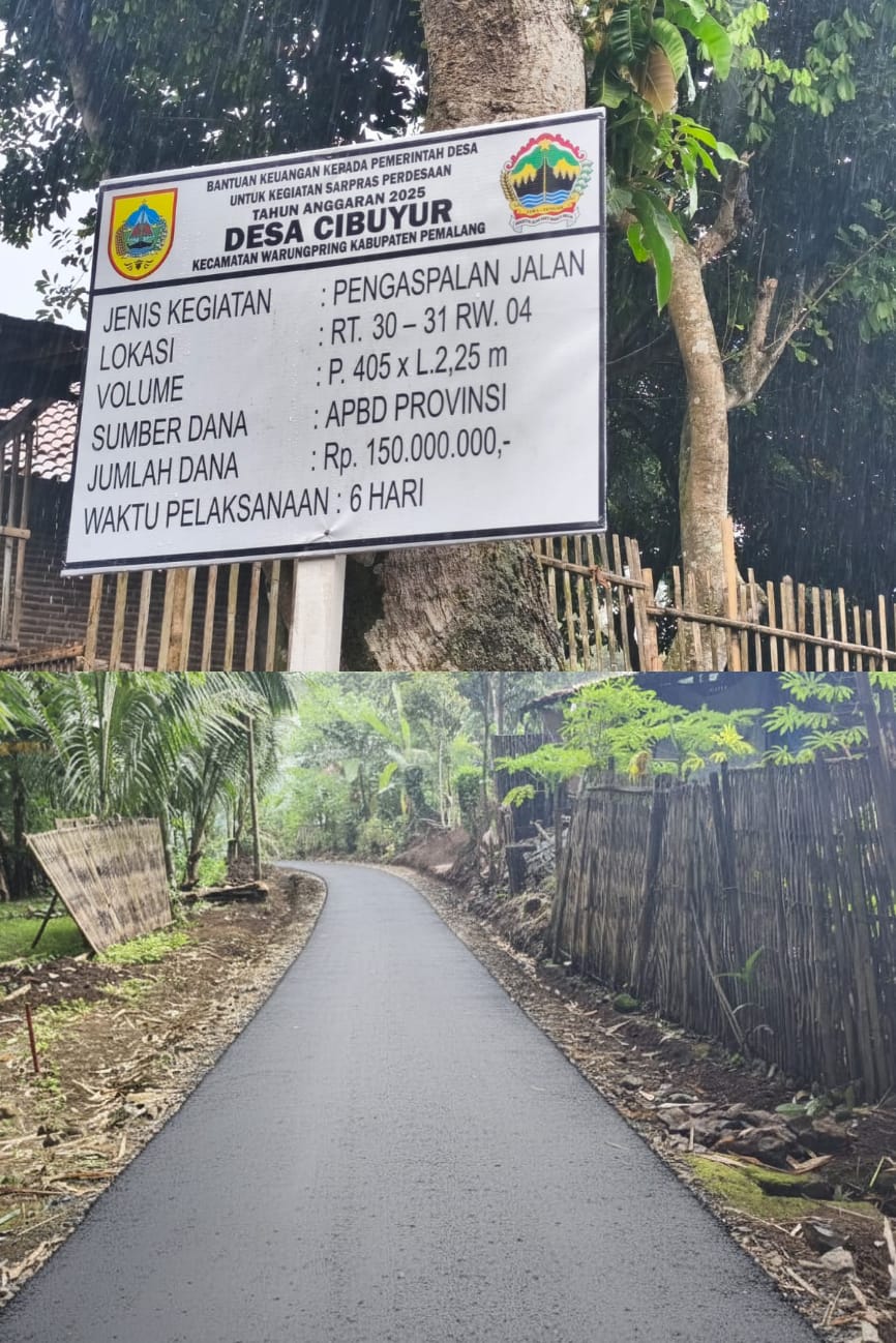 Pengaspalan Jalan Di RT 30-31 RW 04 Desa Cibuyur Di Sambut Antusias Warga
