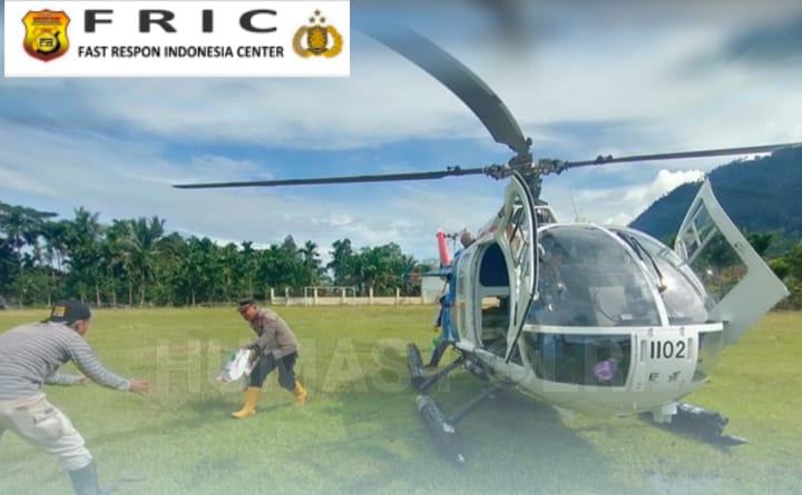 Polri Salurkan Bantuan Kemanusiaan ke Desa Simpang Jernih, Aceh Timur, Melalui Jalur Udara