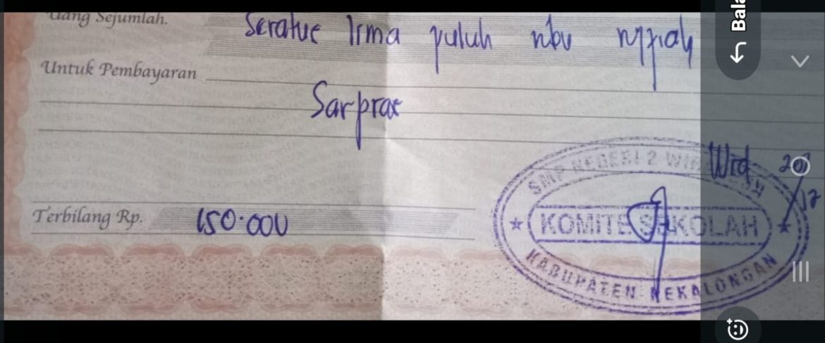 Miris!! Pembangunan Sarpras SMPN Siswa Dibebani Pembayaran 150 ribu