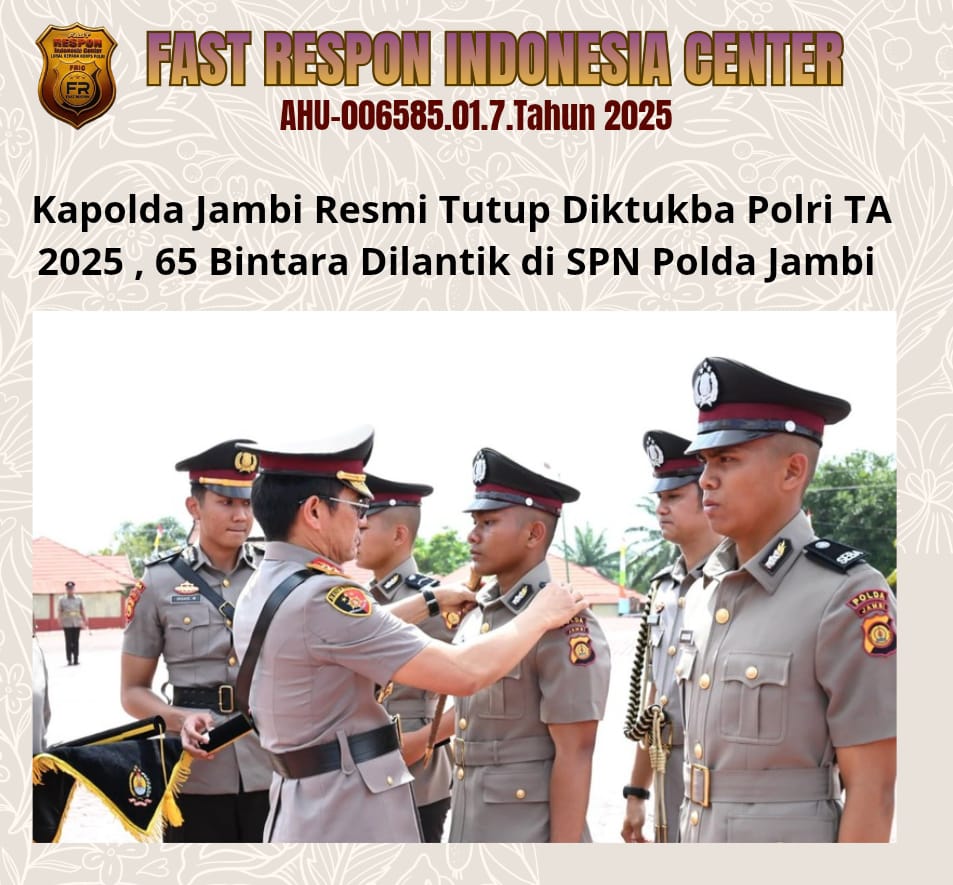 Kapolda Jambi Resmi Lantik 65 Bintara Polri Sekaligus Tutup Diktukba Polri TA 2025