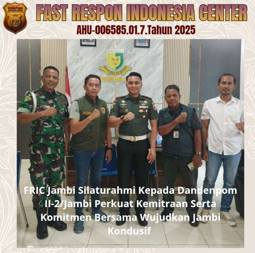 FRIC Jambi Silaturahmi Kepada Dandenpom II-2/Jambi Perkuat Kemitraan Serta Komitmen Bersama Wujudkan Jambi Kondusif 