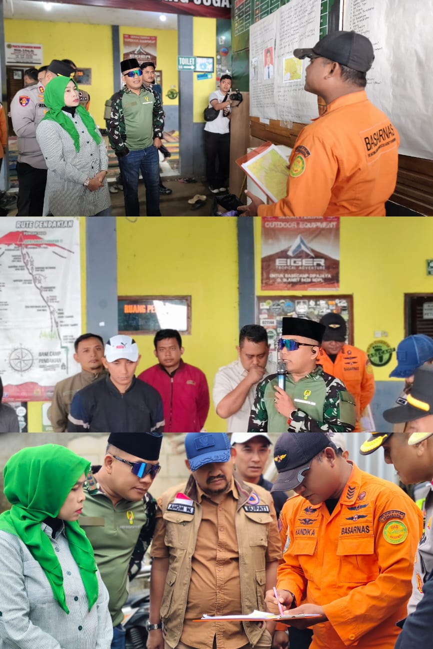 Dandim Pemalang Bersama Forkopimda Monitoring Pencarian Orang Hilang di Jalur Pendakian Gunung Slamet