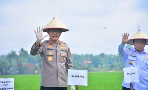 Kapolda Jambi Hadiri Tasyakuran Panen dan Pengumuman Swasembada Pangan Nasional Secara Virtual