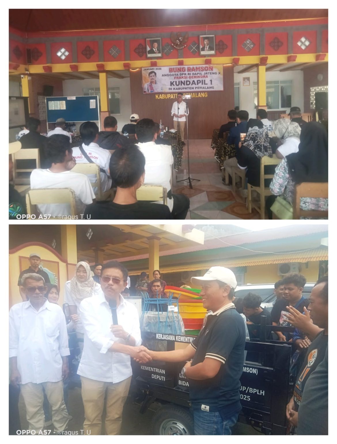 Kundapil 1 Di Desa Randudongkal Dr.Ramson Siagian Anggota DPR RI Dapil X Berikan Bantuan Motor Angkut Sampah 