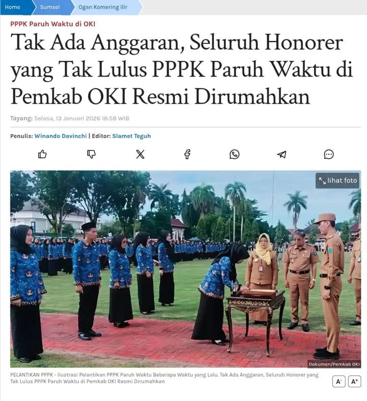 Tenaga Honorer di OKI Dirumahkan: Tak Ada Lagi Anggaran, Harapan Tertumpu pada Seleksi ASN