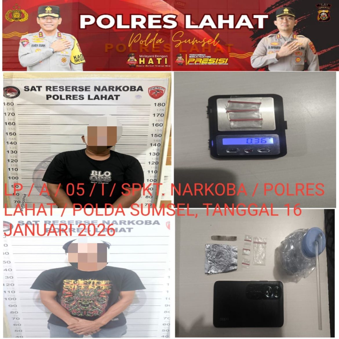 Polres Lahat,   Ungkap Kasus TP. Narkotika oleh Sat Res Narkoba Polres Lahat