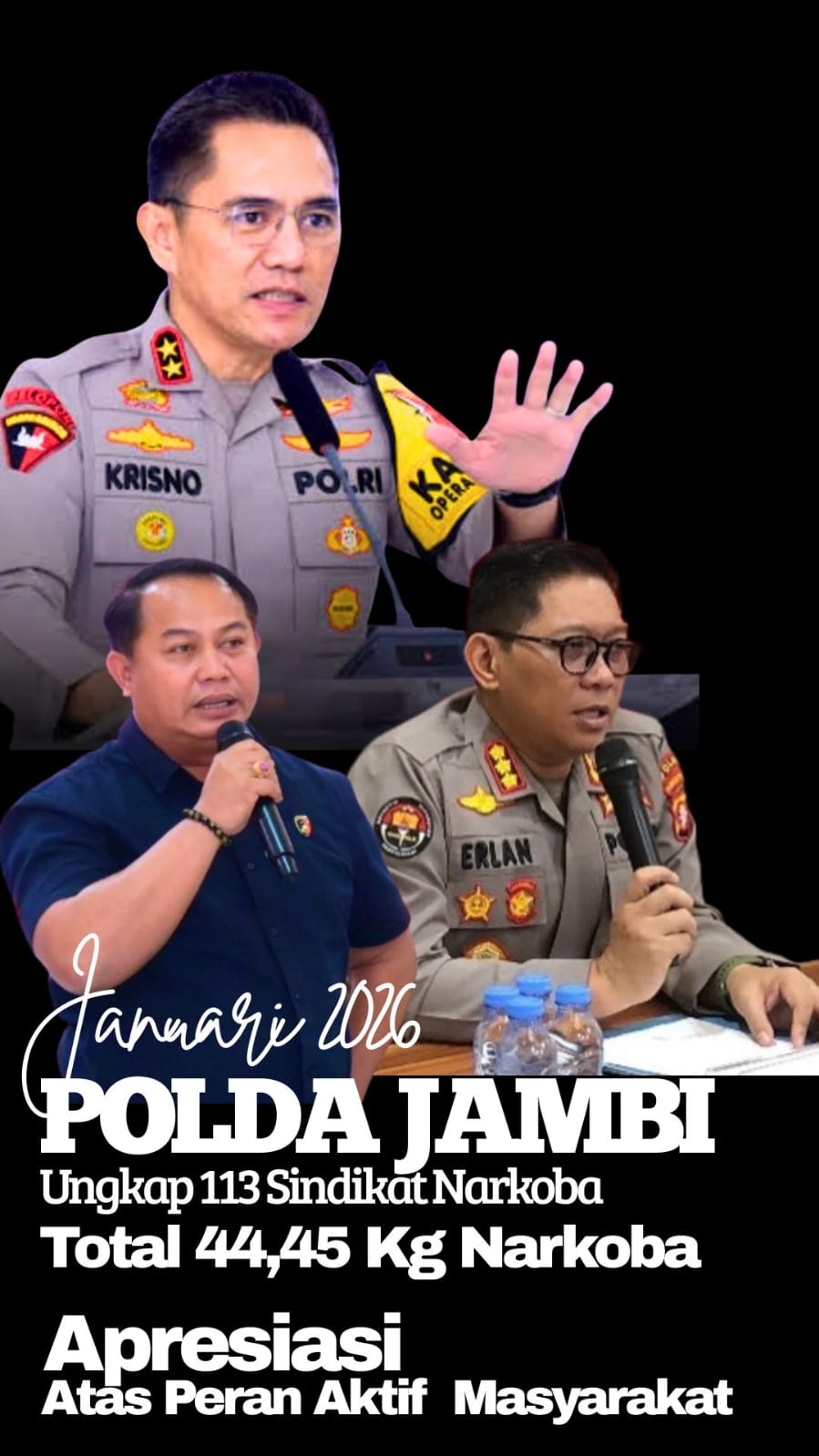 Polda Jambi Sita 44,45 Kg Narkoba, Apresiasi Sinergitas Masyarakat