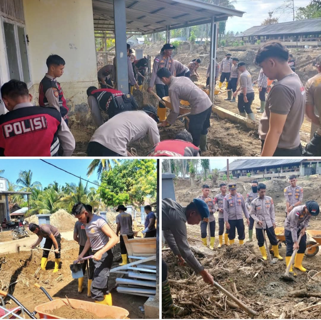 Polri dan Warga bergandengan Tangan, Polindes Meunasah Mancang Bangkit dari Lumpur Banjir