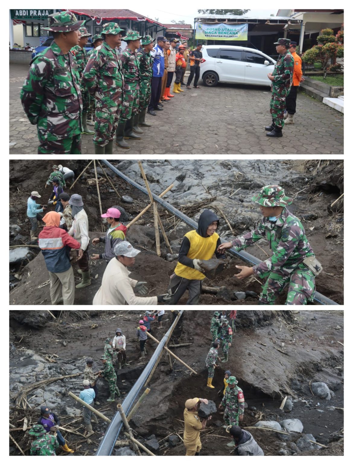 Kerja Cepat Kodim 0711/Pemalang Bersama Instansi Terkait Tangani Pasca Banjir Bandang di Pulosari
