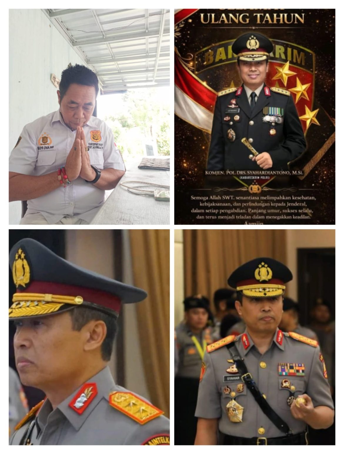 Ketua FRIC Kalteng Ucapkan Selamat Ulang Tahun Kepada Kabareskrim, Komjen Pol Drs. Syahardiantono, M.Si 